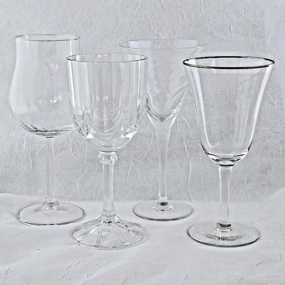 4 Mismatched Vintage Wine Glassware Collection etched mixed cocktail glasses0707 - Picture 2 of 11